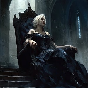 Blood Reign The Gothic Vampire Queen on Her Throne | Goth art | Vampire art