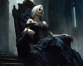 Blood Reign The Gothic Vampire Queen on Her Throne | Goth art | Vampire art