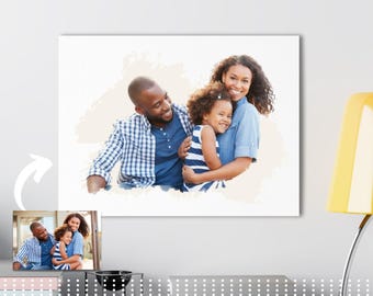Custom Watercolor Portrait: Personalized Family, Friends, Pet Canvas Art