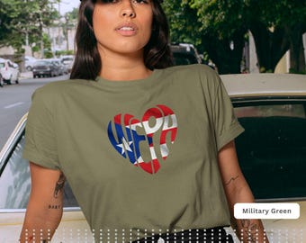 Puerto Rico Flag Heart T-Shirt, Boricua Wepa Pride