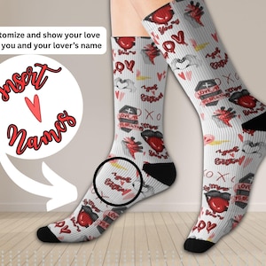 Gift for Boyfriend Gothic Vampire Custom Socks for Valentine&#39;s Day, Customizable Personalized Fun Gift Custom Valentine Gift