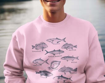Fisherman&#39;s Gulf of Mexico Sweatshirt Fishing Vintage Fish Tattoo Style Ocean Lover Gift Gulf of America Fish Sweatshirt Fisherman&#39;s