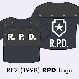Puede incluir: Una camiseta azul marino con un diseño inspirado en el Departamento de Policía de Raccoon (R.P.D.) del videojuego Resident Evil 2 (1998). El frente muestra "R.P.D." en blanco, y la parte trasera el logo de R.P.D.