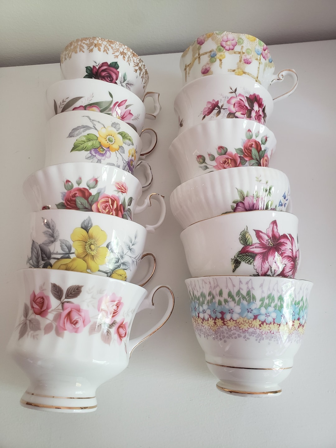 Mix and Match Bulk Teacups and Saucers All Vintage Teacups Etsy