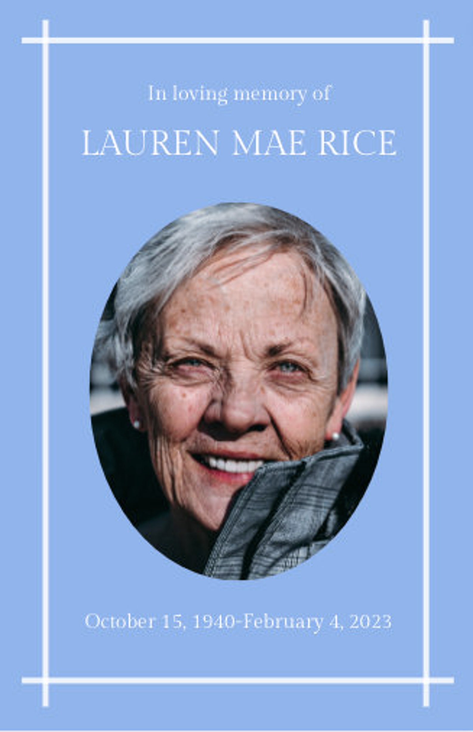 LDS Funeral Program Editable Blue Template Celebration of Life Mormon