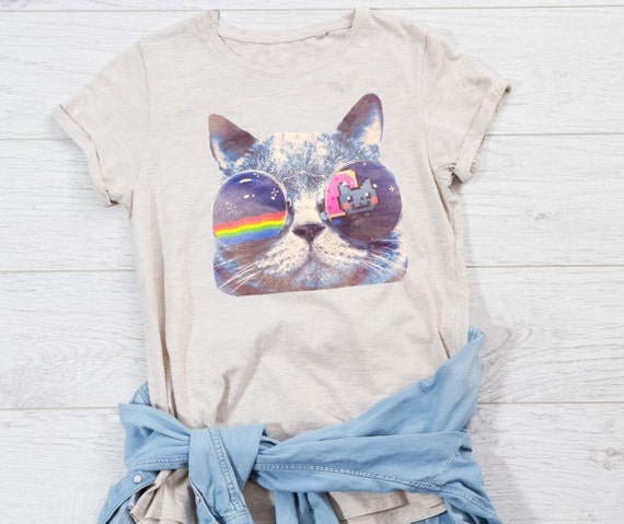★AWESOMEUS★ WALING CAT PIGMENT TSHIRT 4COLOR Cool Cat With Shades T-shirt - Embrace the Feline Swag - Etsy