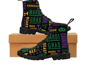 Women's Black Mardi Gras Canvas Boots