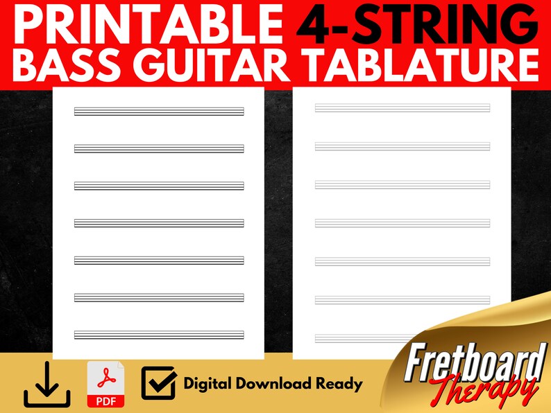 Printable Blank 4-string Bass Ukulele Guitar Tablature - Etsy