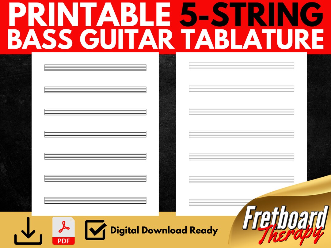 Printable Blank 5-string Bass Guitar Tablature Notation 7 - Etsy