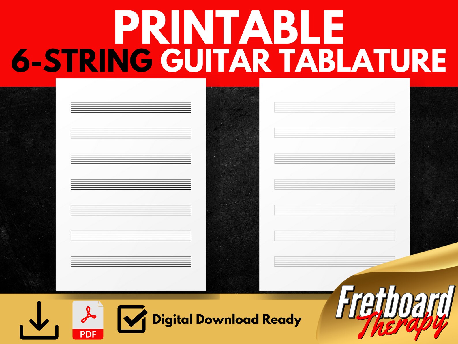 Printable Blank 6-string Guitar Tablature Notation 7 Staves - Etsy