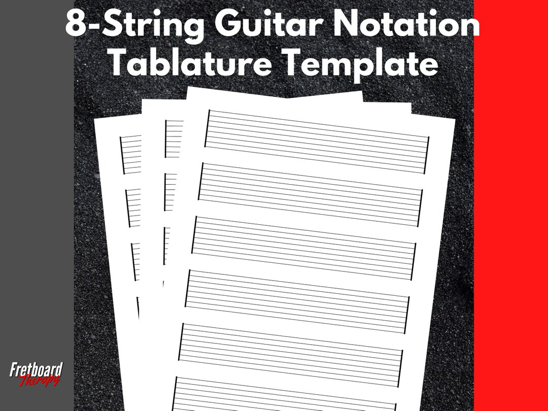 Printable Blank 8string Guitar Tablature Notation Template Etsy Printable Blank 8string Guitar Tablature Notation Template Etsy