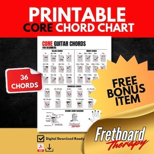 Guitar Chord Poster: Beginner Chords, Major/Minor/Diminished (PDF)