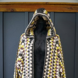 Granny Hexagon Cardigan, Hexagon Cardigan, Gift for Mom, Crochet Cardigan, Colorful Crochet Sweater, Gift, Handmade Hexagon Cardi. Size XL.