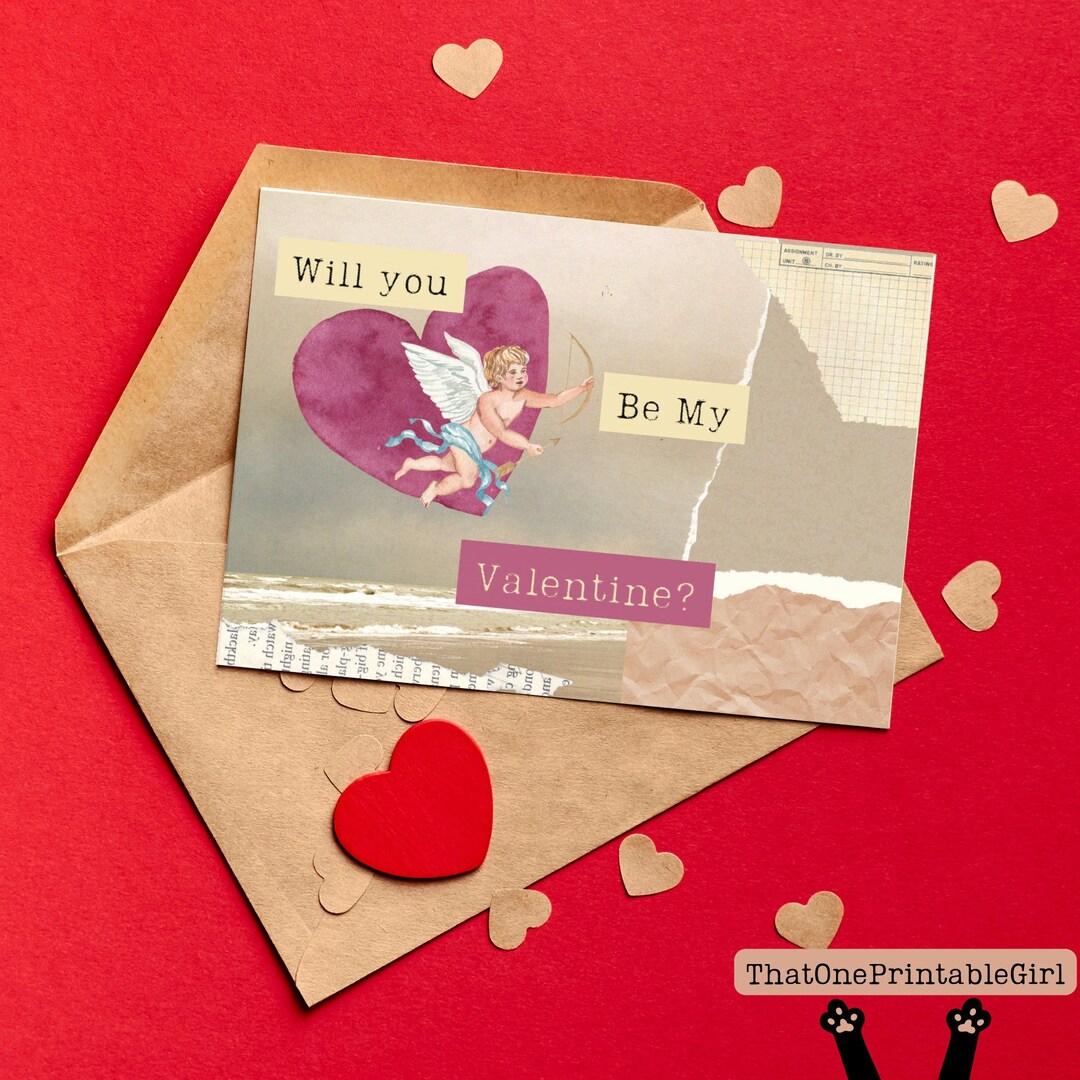 Valentine's Day Aesthetic Angel Card - Etsy