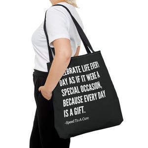 Feiern Sie das Leben Tasche, Geschenk der Hoffnung und Belastbarkeit, Tragetasche für besondere Anlässe, Krebsbehandlung Tasche, Krankenhaustasche, Schwarz Weiß Tote
