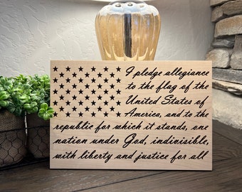 Wooden American Flag, Pledge of Allegiance, Pledge of Allegiance Sign