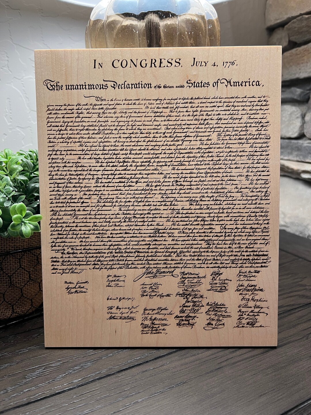 United States Declaration of Independence Engraved in Wood - Etsy