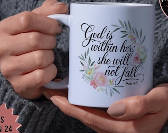 Taza cristiana personalizada: acuarela floral, regalo de fe