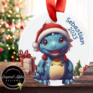 Personalized Dinosaur Christmas Ornament - Festive Decoration with Ribbon, Fast Shipping, Free Gift Box