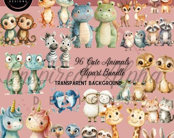 Watercolor Noah's Ark Animal Clipart Bundle (Digital Download)