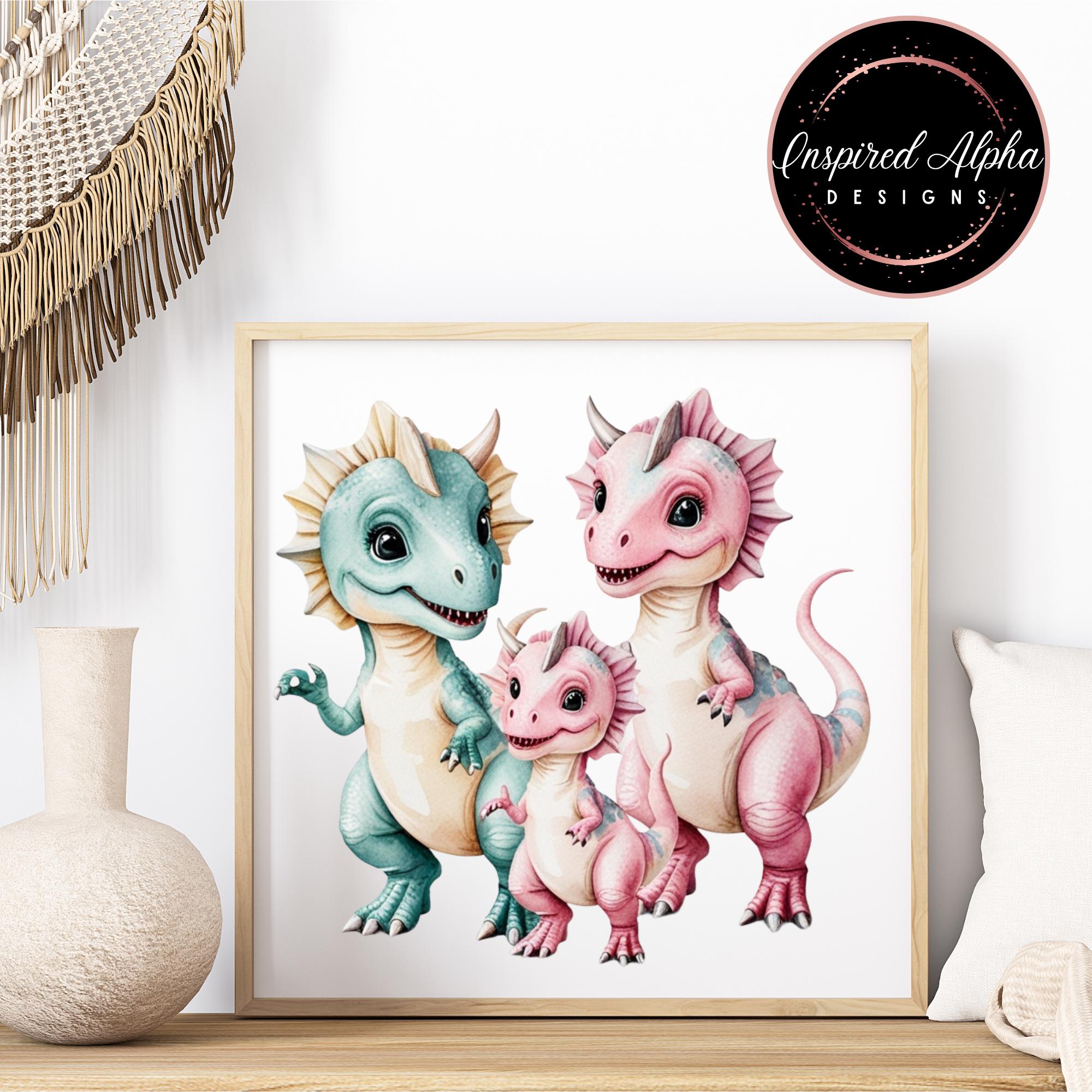 Watercolor Baby Dinosaurs Clipart Bundle - 24 Pastel Dino Designs ...