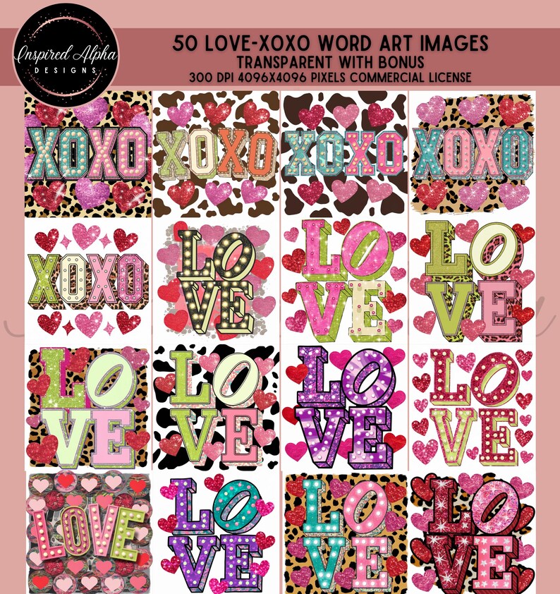 Valentine's Day Love XOXO PNG Sublimation Mega Bundle (digital Download ...