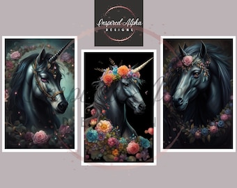 Unicorn Nursery Prints: Fairytale Floral Wall Decor (Digital Download)