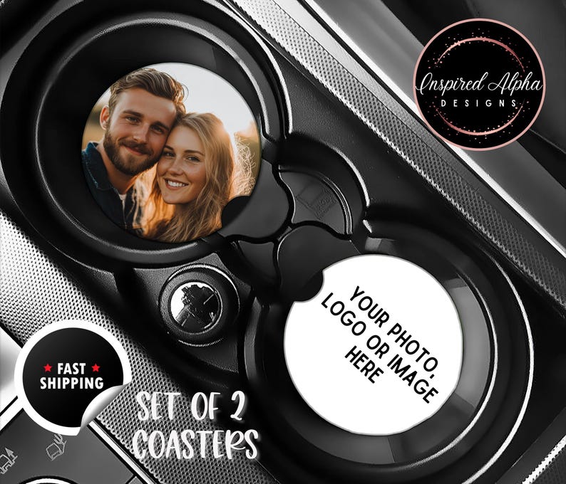 Personalized Photo Car Coasters: Neoprene or Ceramic, Set of 2 image 1