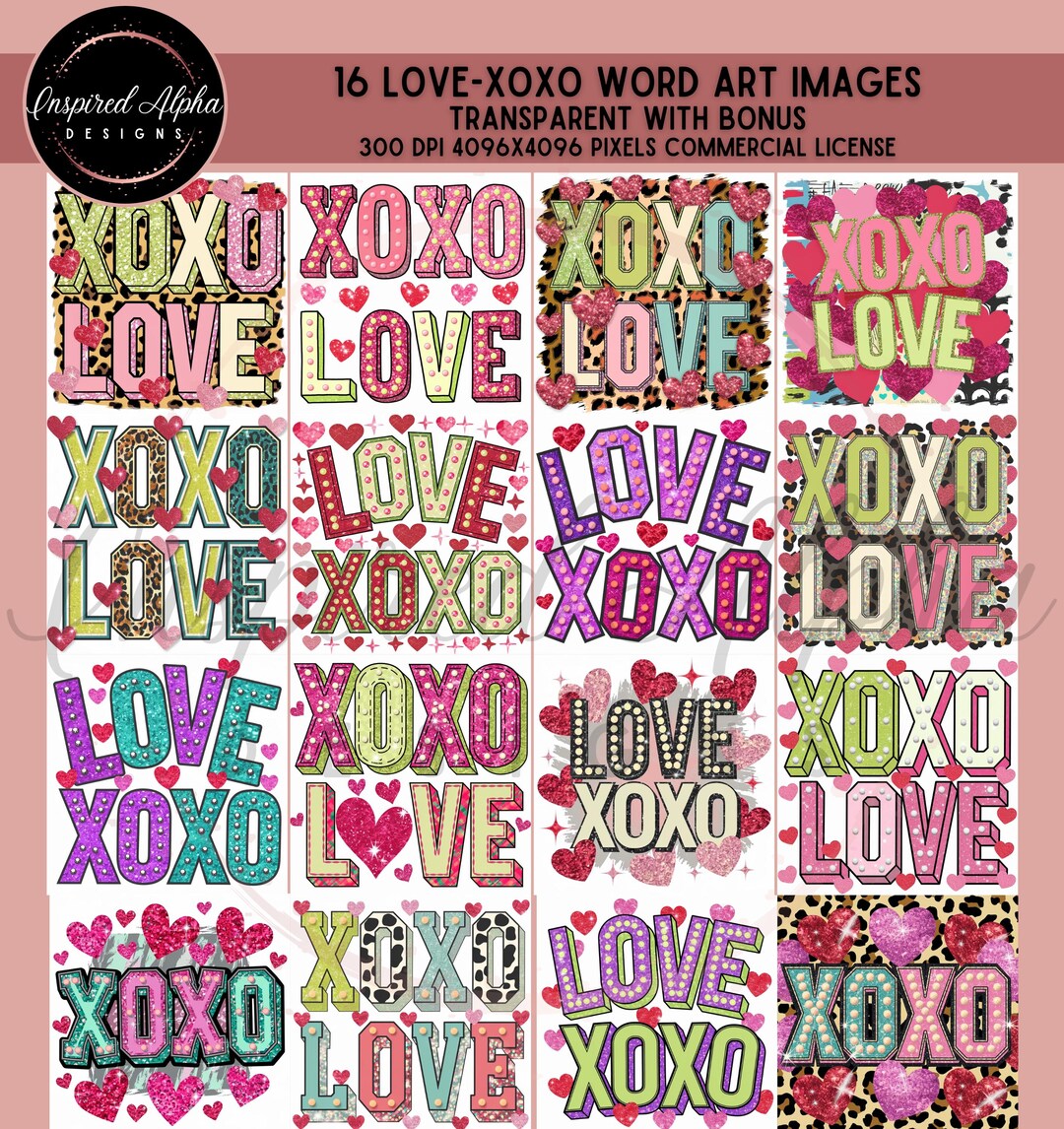 Love XOXO PNG Sublimation Bundle: Valentine's Day Designs (digital ...