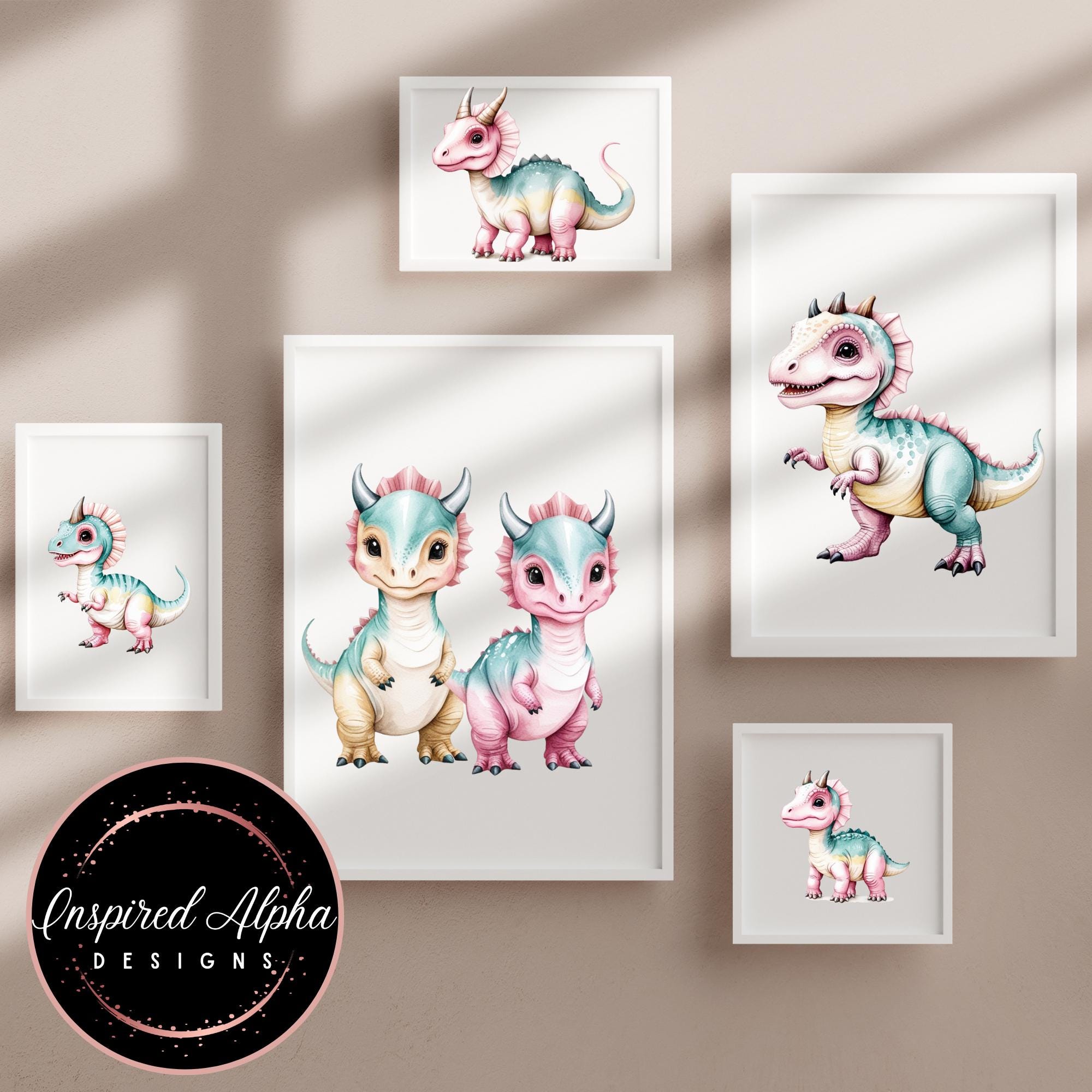 Watercolor Baby Dinosaurs Clipart Bundle - 24 Pastel Dino Designs ...