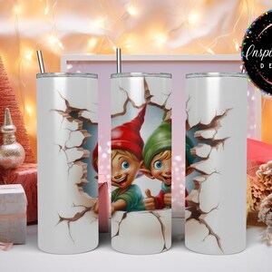 Christmas Elves Tumbler Wrap, sofortiger Download, kommerzielle Rechte, Christmas Tumbler Sublimation Wrap Design, 20 oz dünn, Bonus Bundle