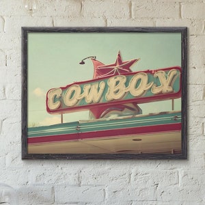 Vintage Cowboy Sign | Quote Prints Minimalist Western Wall Art Posters Vintage Cowboy Art Wild West Home