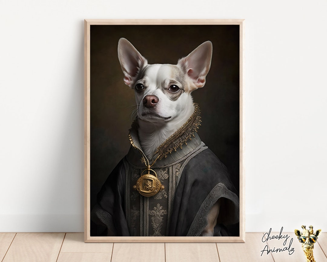 Aristocratic Dog, Funny Animal Wall Decor, Renaissance Painting, Dog