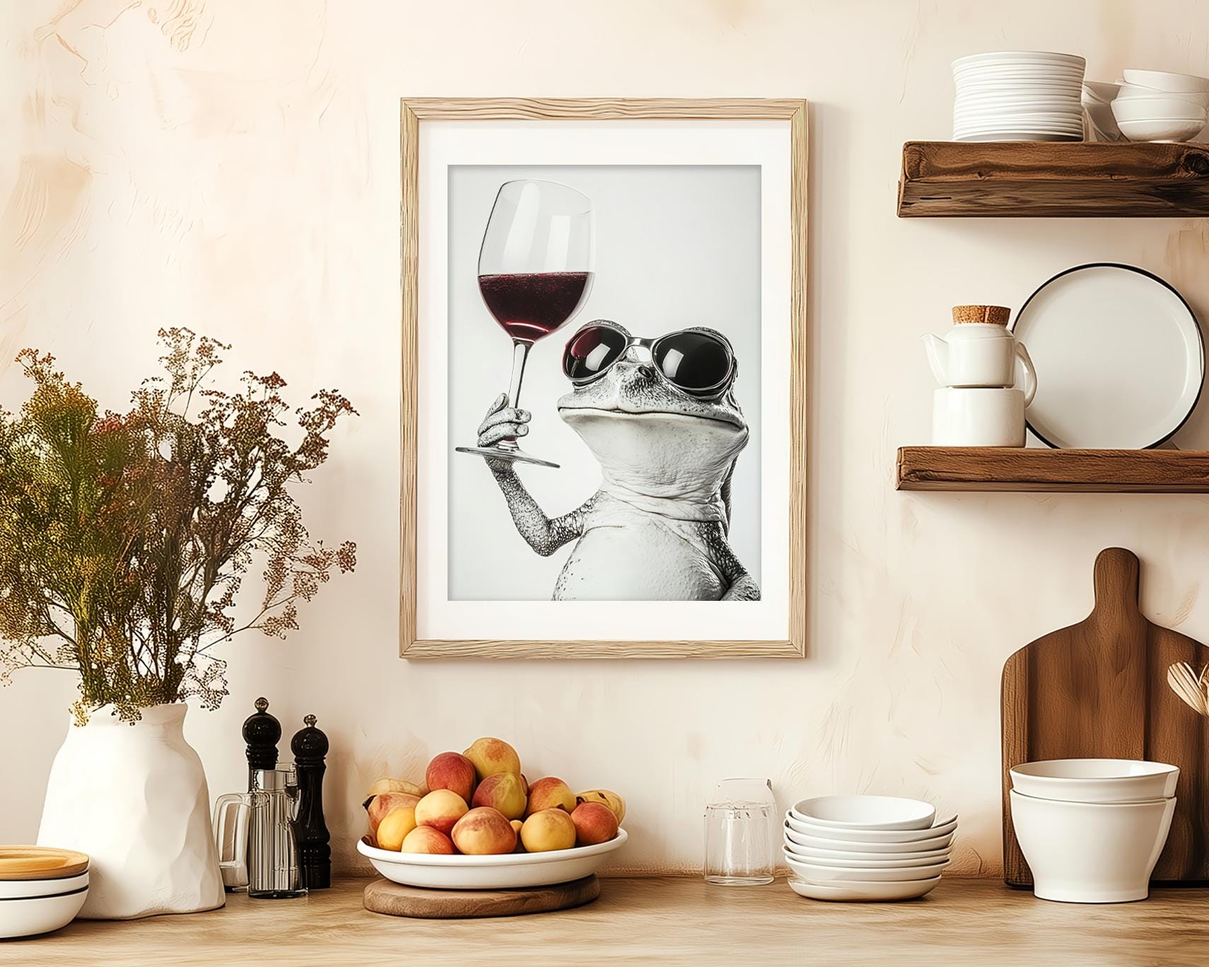 Funny Frog Drinking Wine Art Print: Whimsical Home Bar Decor (digital ...