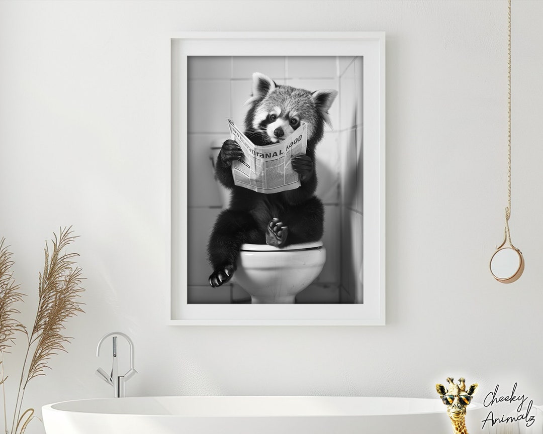 Funny Red Panda Bathroom Print: Animals on Toilet Wall Art (digital ...