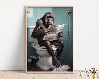 Funny Bonobo Ape Bathroom Print: Toilet Wall Art (Digital Download)