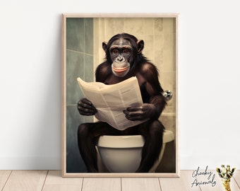 Funny Bonobo Ape Bathroom Print: Toilet Wall Art (Digital Download)