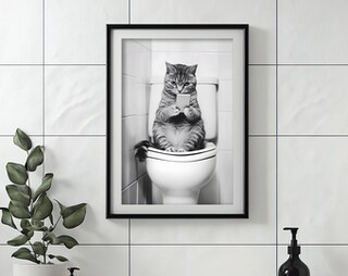 Targa In Metallo Retrò Per Bagno Con Gatto E Sapone - Poster Vintage 20x30 Cm - Decorazione Umoristica