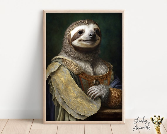 絕版款　ナマケモノ　 貴族のナマケモノのルネサンス肖像画：愉快な動物アート（デジタル