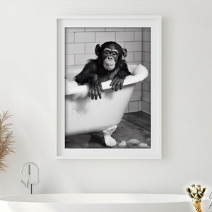 Funny Monkey Bubble Bath Photograph: Quirky Bathroom Wall Art (Digital Download)