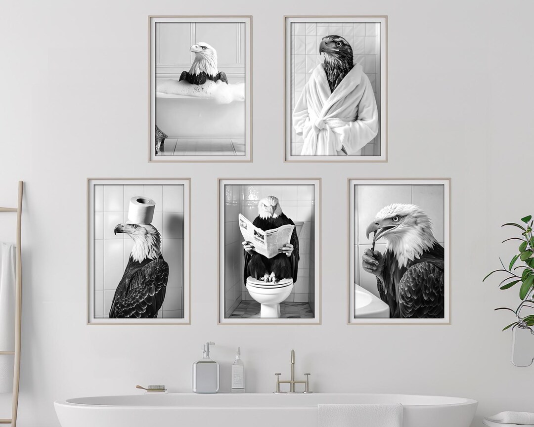 Funny Eagle Bathroom Art Prints: Toilet Humor Decor (digital Download ...