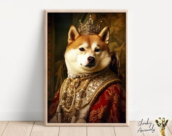 Aristocratic Shiba Inu Renaissance Portrait: Funny Dog Art (Digital Art Print)