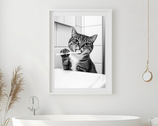 Stampa Artistica Da Parete Con Gattini Divertenti: Quadro Per Bagno Con Frasi 'Are You Pooping?' - Decorazione Umoristica 40x60 Cm