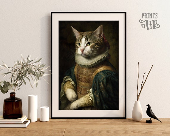 【猫好きさんに】猫貴族肖像画　アンティーク　ヴィクトリアン 猫好きさんに】猫貴族肖像画 アンティーク ヴィクトリアン