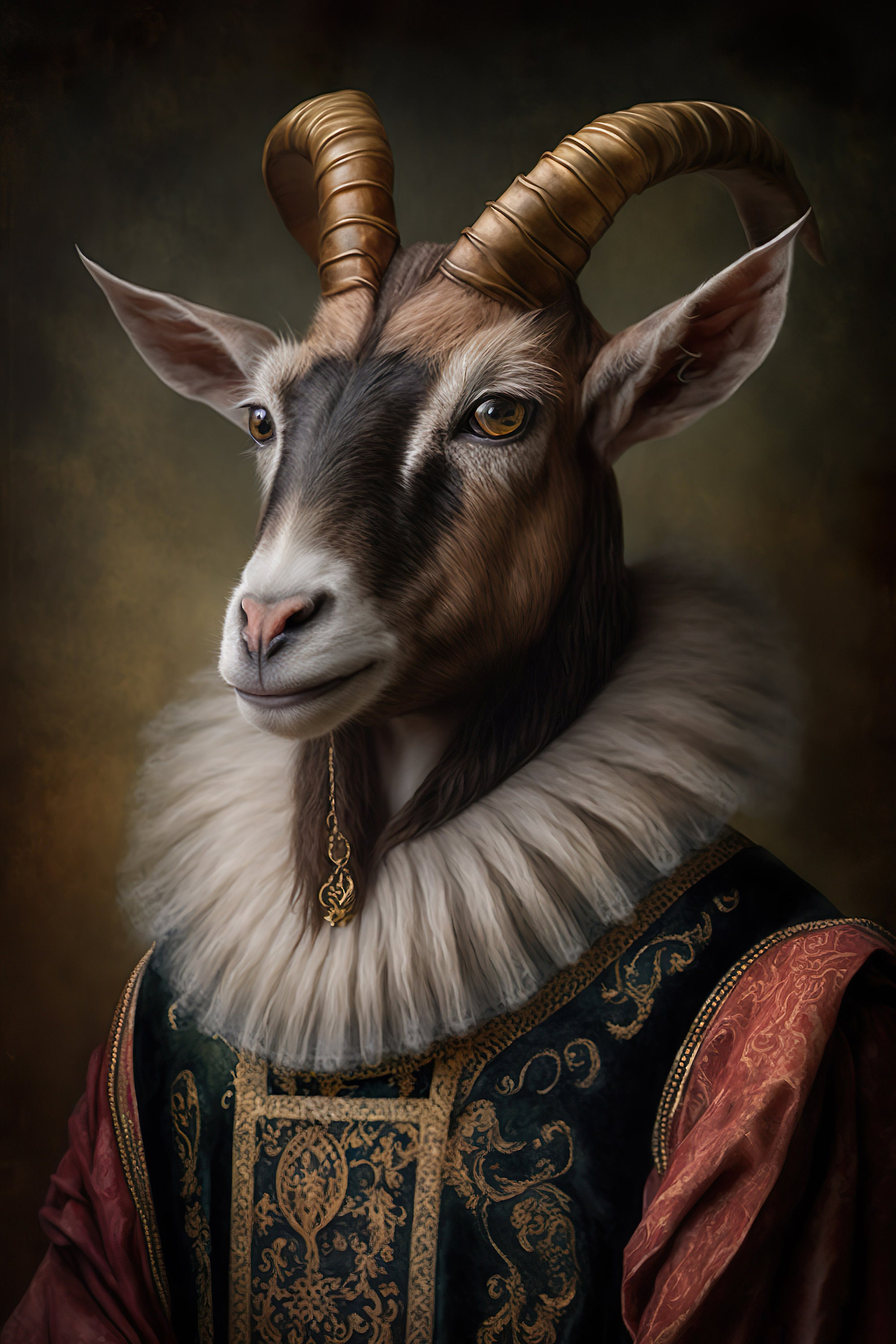 Aristocratic Goat Funny Animal Wall Decor Renaissance Etsy