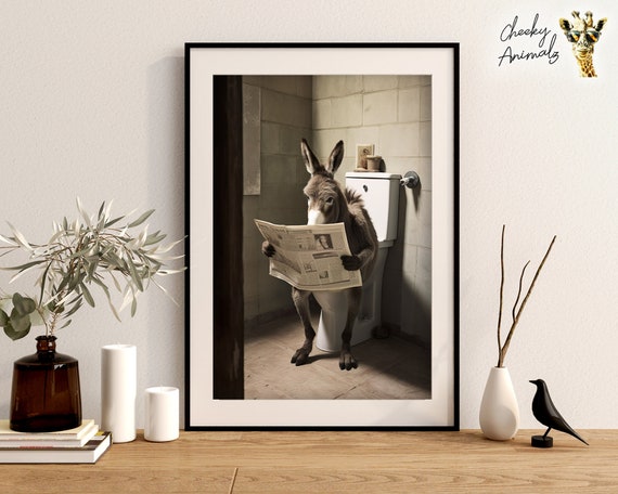 Quadro Divertente Per Bagno Con Asino E Girasoli – Stampa Su Tela 30,5x40,6 Cm