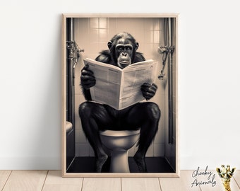 Funny Bonobo Ape Bathroom Print: Toilet Wall Art (Digital Download)