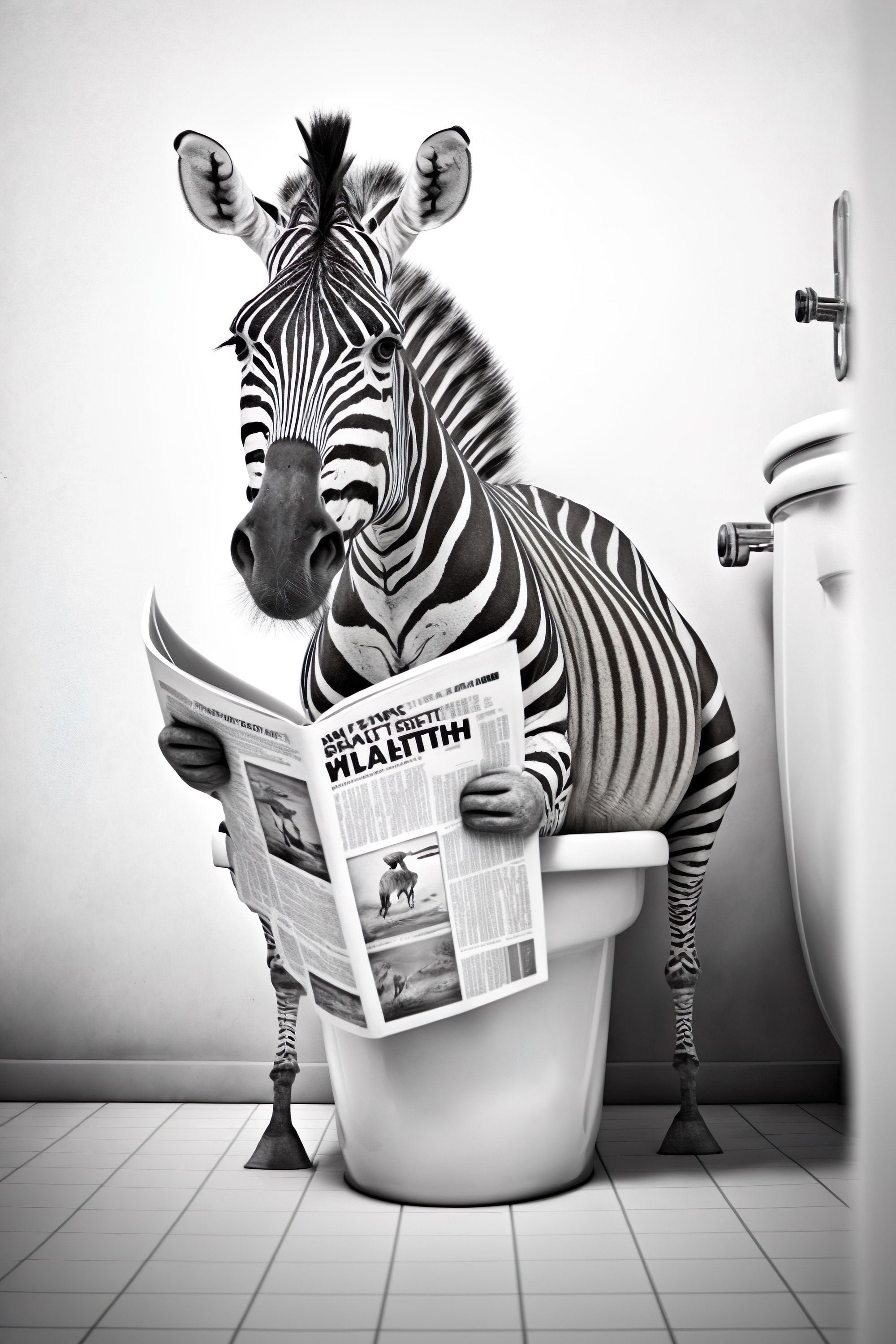 Zebra on Toilet Print: Funny Bathroom Wall Art (digital Print) - Etsy