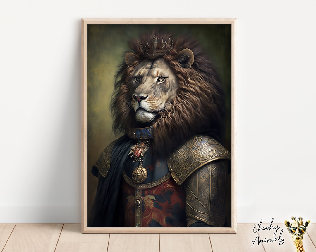 Renaissance Lion Portrait: Funny Animal Art Print (digital Download) - Etsy
