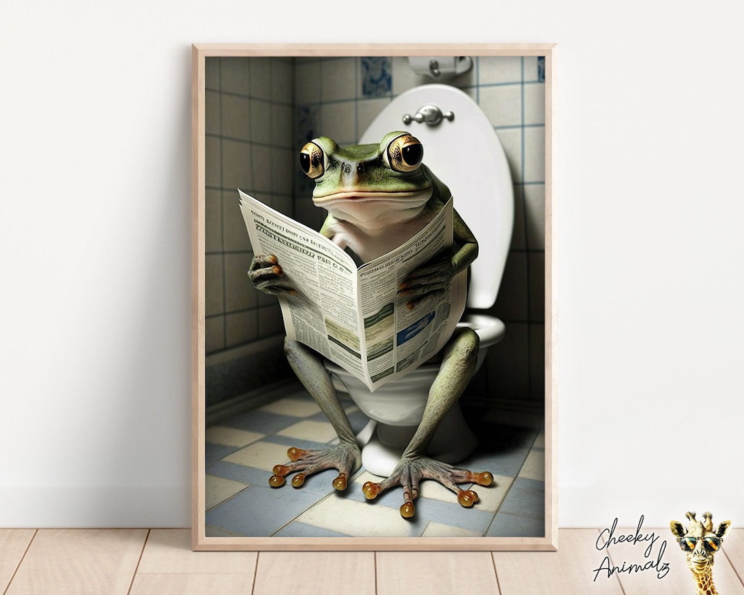 Funny Frog on Toilet Print: Bathroom Humor Wall Decor (digital Print ...
